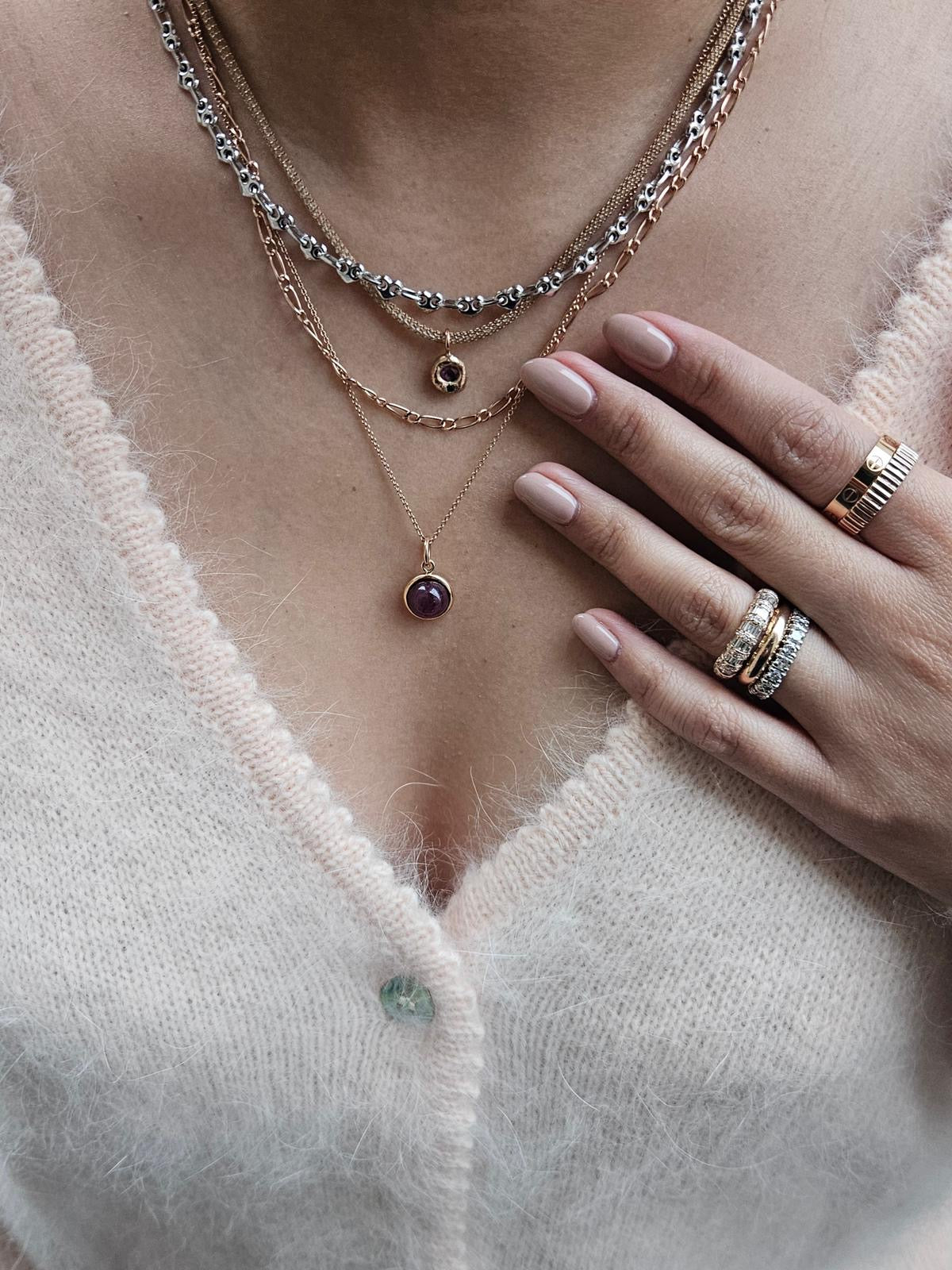 Saint Valentine Puffed Heart Mariner Chain Necklace