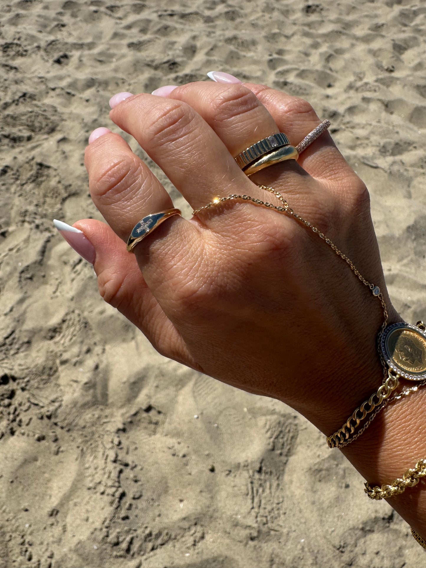 Signet Diamond Cross Ring