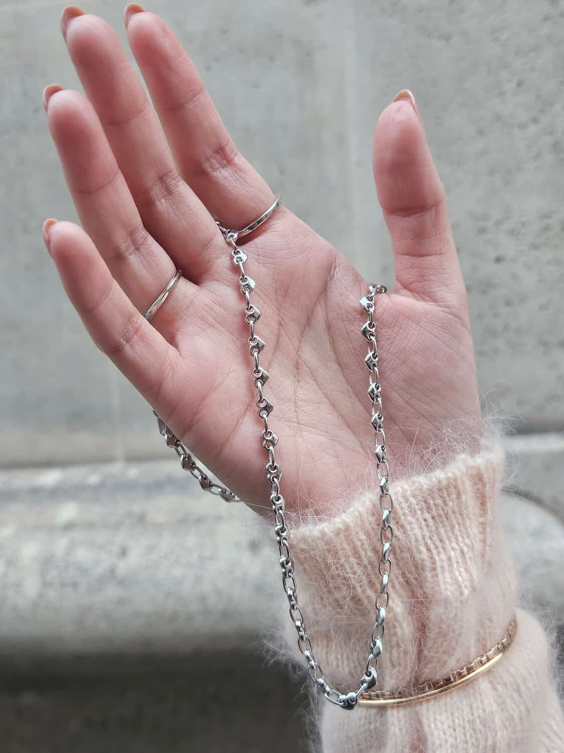 Saint Valentine Puffed Heart Mariner Chain Necklace