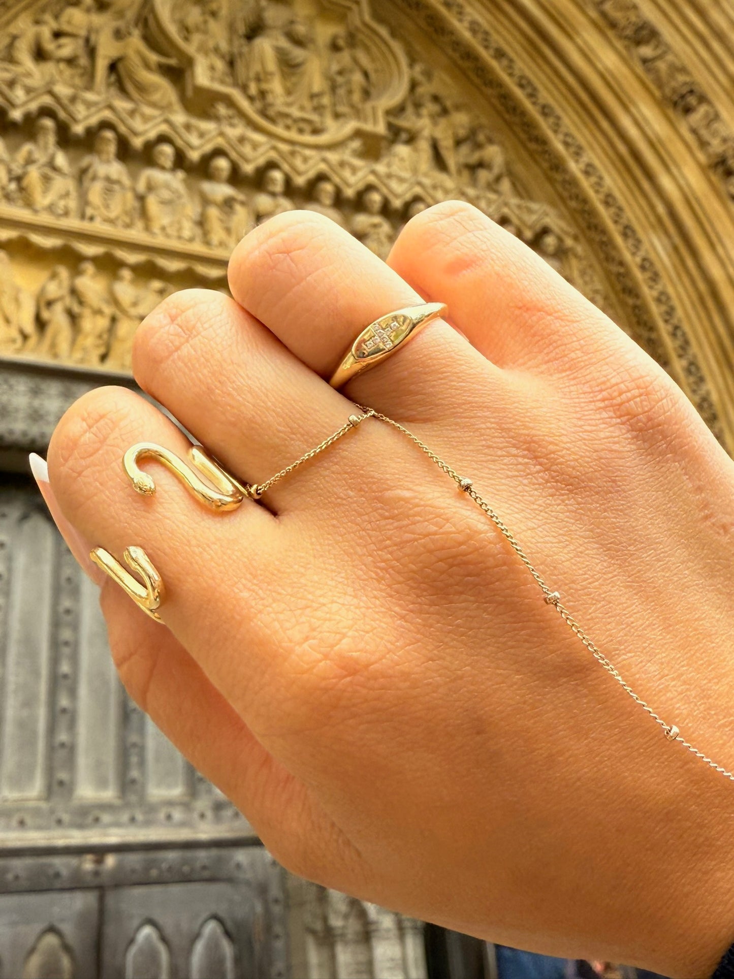 Signet Diamond Cross Ring