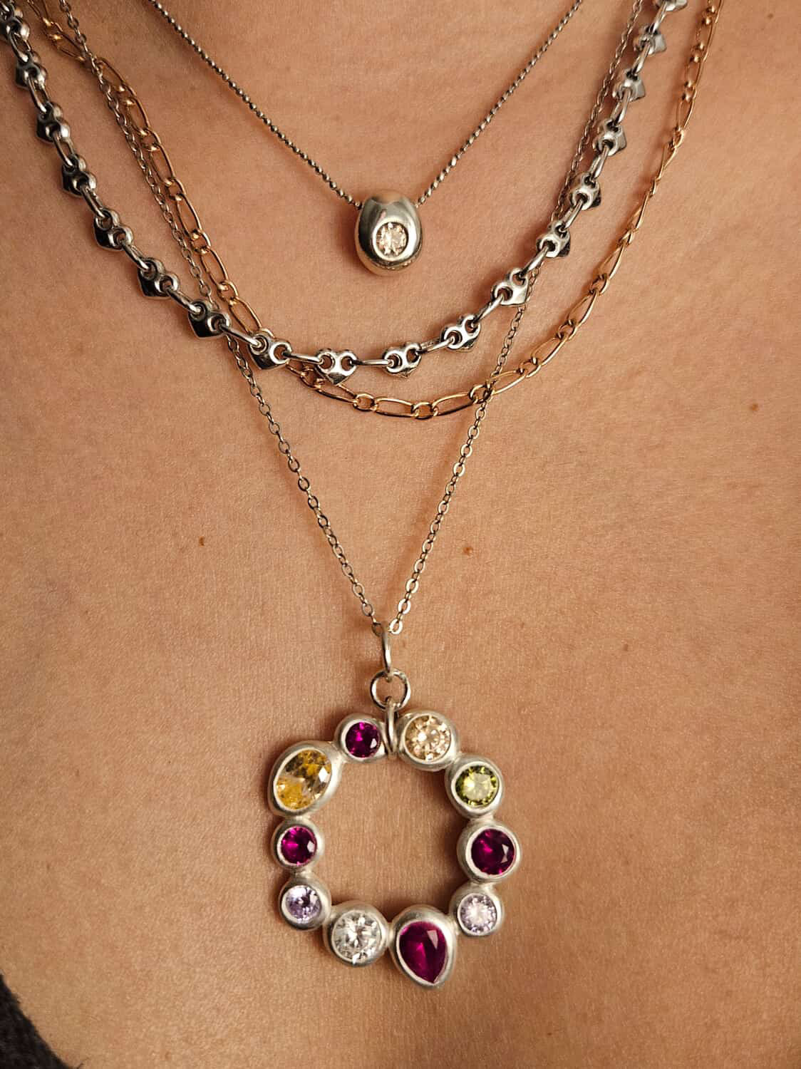 Saint Valentine Puffed Heart Mariner Chain Necklace