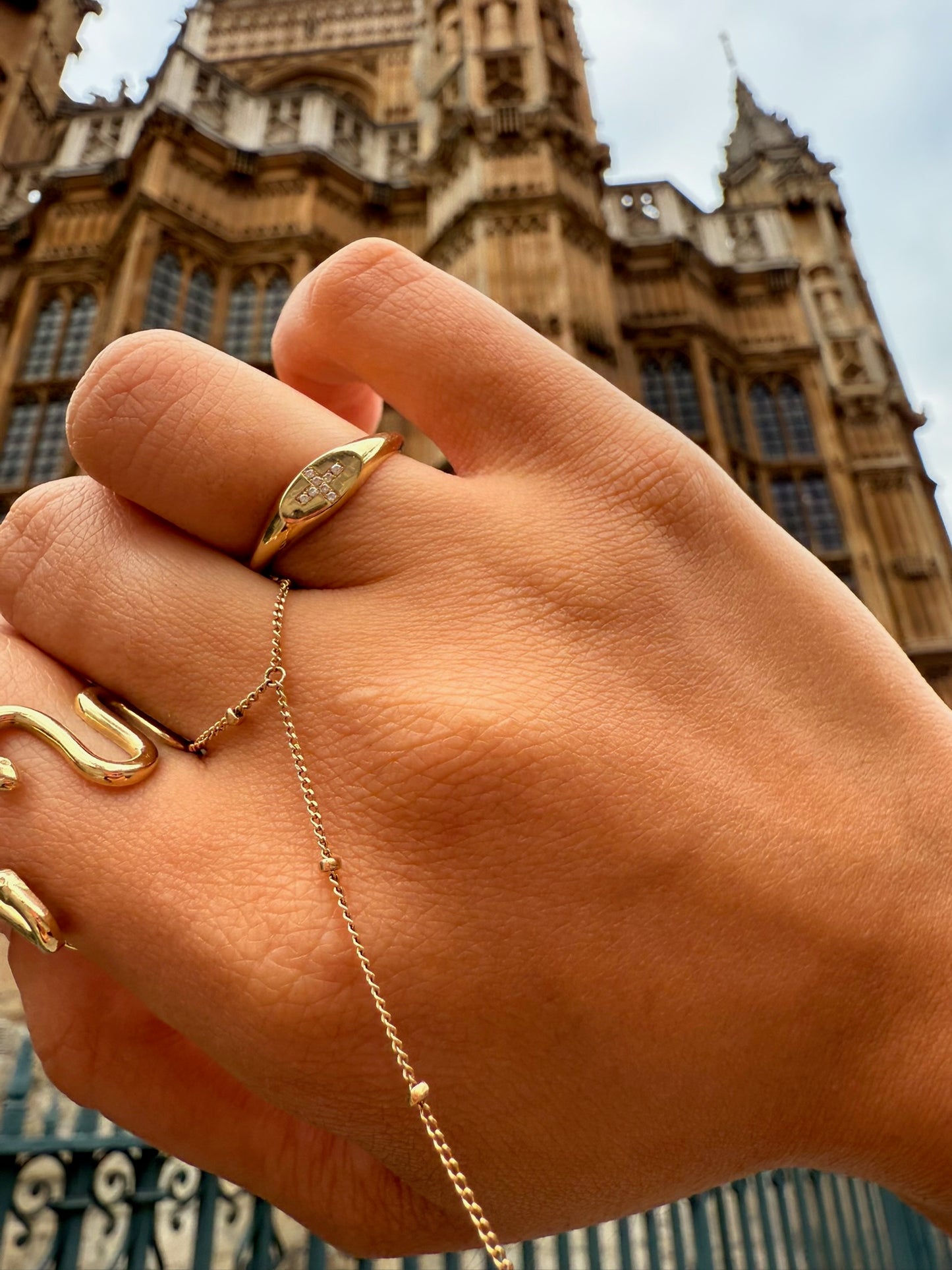 Signet Diamond Cross Ring