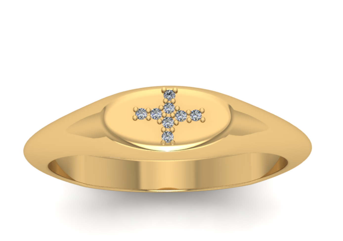 Signet Diamond Cross Ring